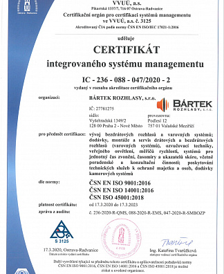 Certifikát integrovaného systému managementu